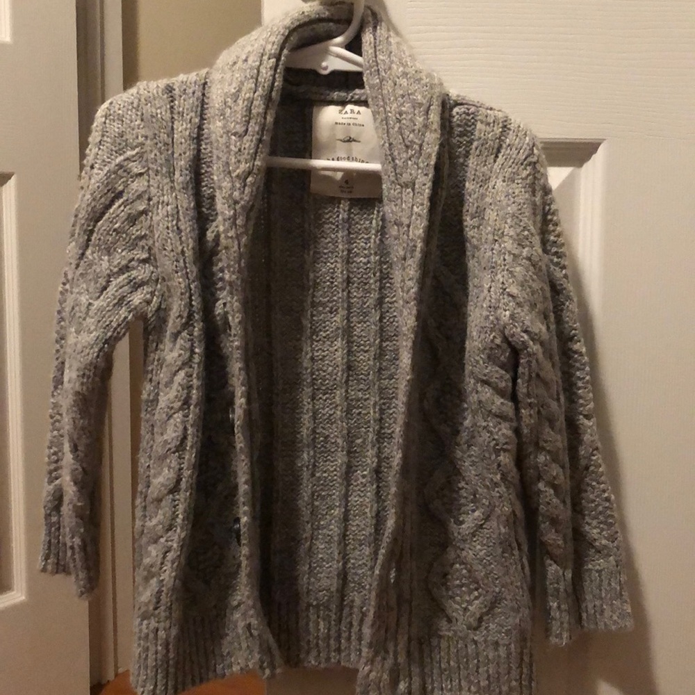 Cable knit button-down sweater